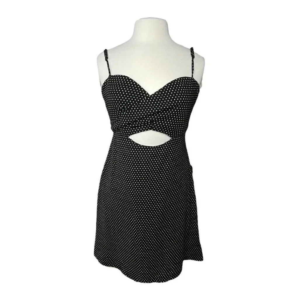 Free People Dottie Mini Cut Out Dress Black/White